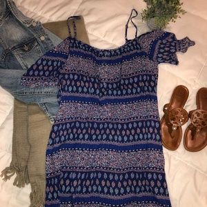 Skies Are Blue Ana Cold Shoulder Dress, Cobalt